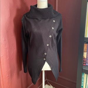 VENUS Cowl Neck Pullover Knit Sweater with Button Details